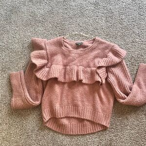 wild fable Dusty Pink Ruffled Crewneck Sweater